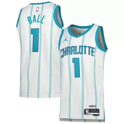 Men's Charlotte Hornets Ball #1 Swingman NBA Jersey - Association Edition2022/23 - buybasketballnow.net