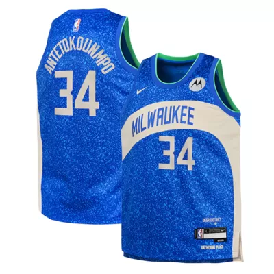 Kids's Milwaukee Bucks Giannis Antetokounmpo #34 Swingman NBA Jersey - City Edition 2023/24 - buybasketballnow.net